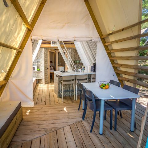Tent 4 personen - Lodgetent met twee slaapkamers (2+2)