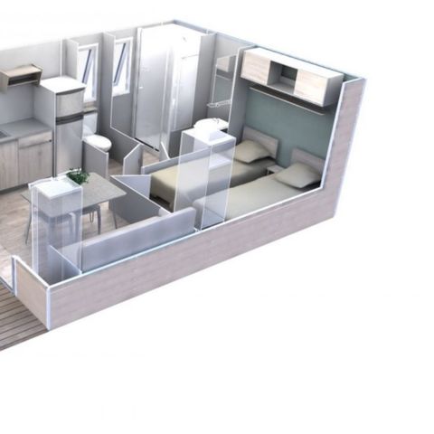 Stacaravan 4 personen - Esterel - VIP Confort - EVO - 29 m² - Uitzicht op zee en jacuzzi