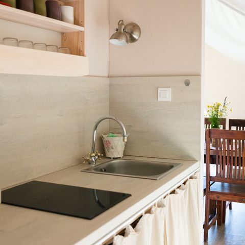 Safaritent 5 personen - Glamping met badkamer, Amber 40 m2