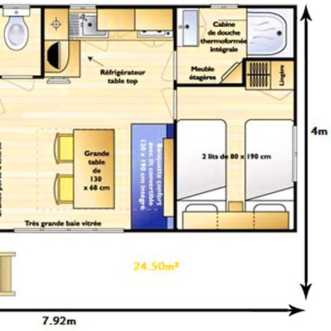Stacaravan 4 personen - Stacaravan Loggia - 27m² - 2 kamers -