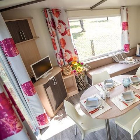 Stacaravan 4 personen - Cottage Grand Confort Maldiven 32m² - 2 kamers / OVERDEKT HOUTEN TERRAS