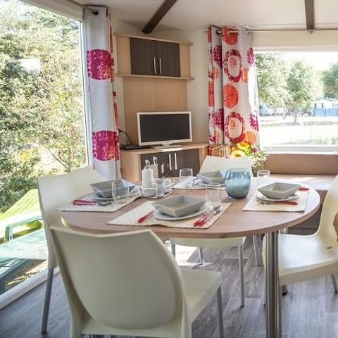 Stacaravan 4 personen - Cottage Grand Confort Maldiven 32m² - 2 kamers / OVERDEKT HOUTEN TERRAS