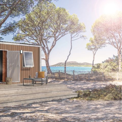Stacaravan 2 personen - Stacaravan Premium - 1 slaapkamer - halfoverdekt terras met zeezicht