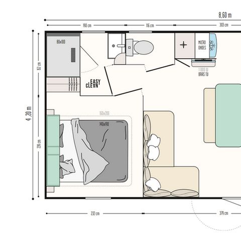 Stacaravan 6 personen - Premium stacaravan - 3 slaapkamers - halfoverdekt terras met uitzicht op zee