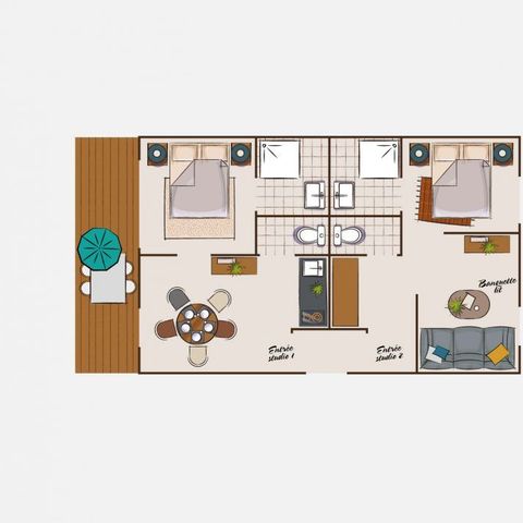 Studio 5 personen - Dubbele studio