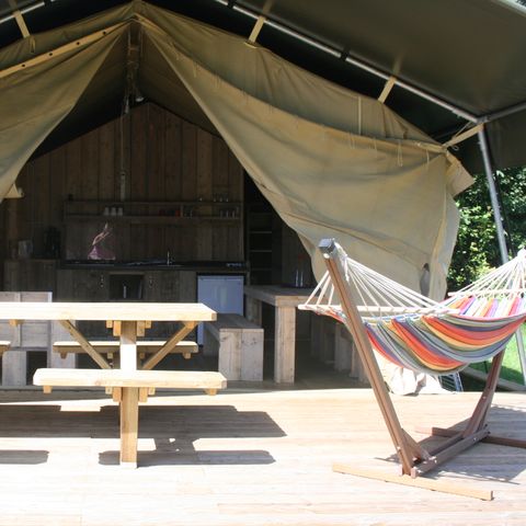 Safaritent 5 personen - Strandheem lodge glamping met eigen sanitair
