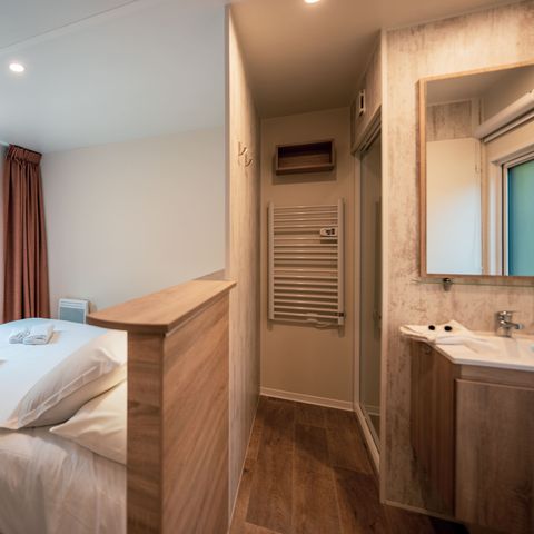 Stacaravan 4 personen - Sunêlia Luxe Lodge 2 slaapkamers 2 badkamers - Beddengoed inbegrepen