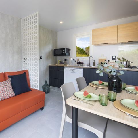 Stacaravan 4 personen - SUNELIA PRESTIGE 2 slaapkamers - 34 m² - Overdekt terras, geschikt voor 4 personen