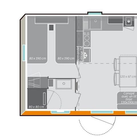 Stacaravan 5 personen - Cottage Comfort PLUS (zondag/zondag)