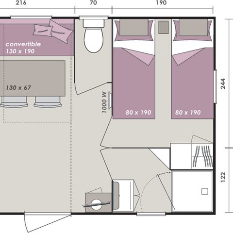 Stacaravan 6 personen - MAGNOLIA