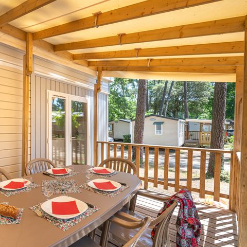 Stacaravan 6 personen - Comfort TV 3bed -TV-overdekt terras- 30m² | COMFORT