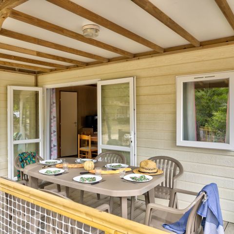 Chalet 7 personen - Cottage Family - 3 slaapkamers - PREMIUM - 32 m² - Roselune - Airco - Tv - Vaatwasser - Plancha - Overdekt XXL-terras