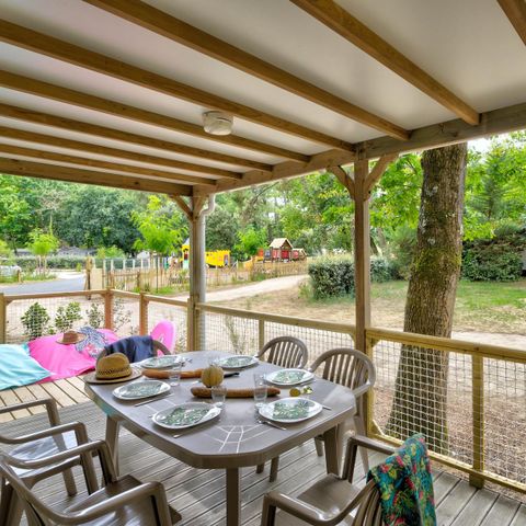 Chalet 7 personen - Cottage Family - 3 slaapkamers - PREMIUM - 32 m² - Roselune - Airco - Tv - Vaatwasser - Plancha - Overdekt XXL-terras