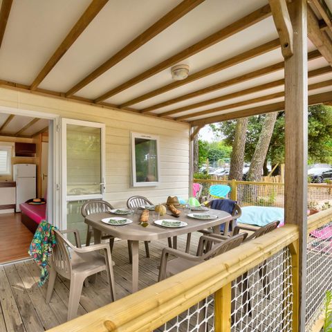 Chalet 7 personen - Cottage Family - 3 slaapkamers - PREMIUM - 32 m² - Roselune - Airco - Tv - Vaatwasser - Plancha - Overdekt XXL-terras