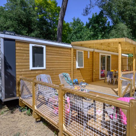 Stacaravan 8 personen - Gezin 4 slaapkamers-CLIM-terras XXL Couverte-TV-LV-plancha-38m² PREMIUM