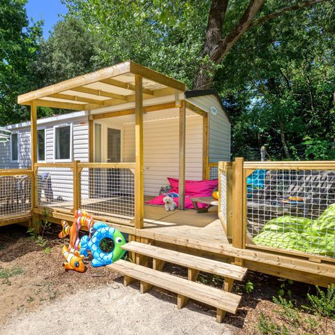 Stacaravan 6 personen - Gezin 3bed-CLIM-terras XXL couverte-TV-LV-plancha-30m² | PREMIUM