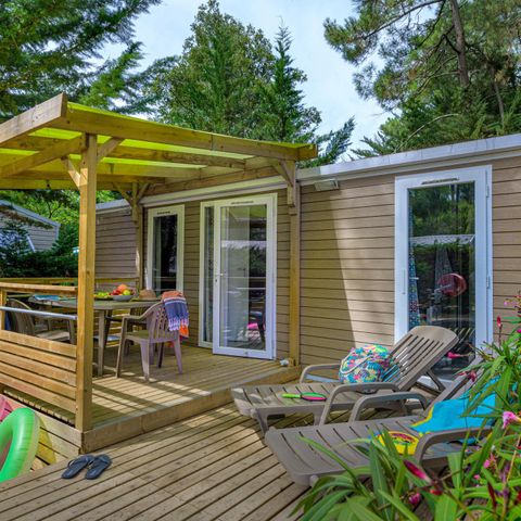 Stacaravan 5 personen - Premium PLUS 2bed-CLIM- 2bad-TV-LV-overdekt terras-33m² | PREMIUM