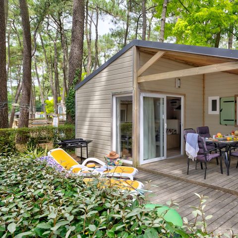 Chalet 6 personen - Comfort Cottage met airco - 3 slaapkamers - COMFORT MET AIRCO - 32 tot - 42 m² - Airco - TV - Vaatwasser - Plancha