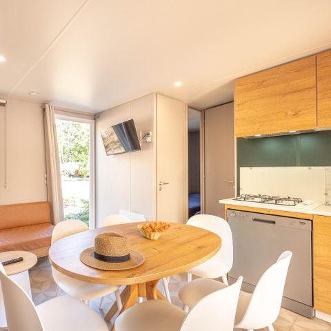 Stacaravan 4 personen - Tuin 2bed-CLIM-bad-TV-LV-plancha-overdekt terras-31m² | PREMIUM