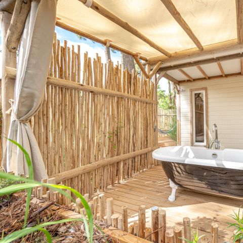 Chalet 7 personen - Cottage Garden - 3 slaapkamers - PREMIUM - 32 m² - Bad - Airco - Tv - Vaatwasser - Plancha - Overdekt terras