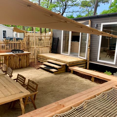 Stacaravan 10 personen - Stam 5 slaapkamers -CLIM-2 badkamers-TV-LV-Plancha overdekt terras-56m² | PREMIUM