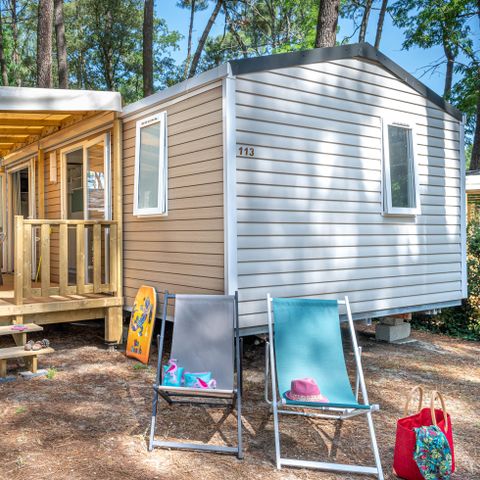 Stacaravan 4 personen - Met airco - 2 slaapkamers - CONFORT CLIM - 26 m² - Airco - Tv - Plancha - Overdekt terras