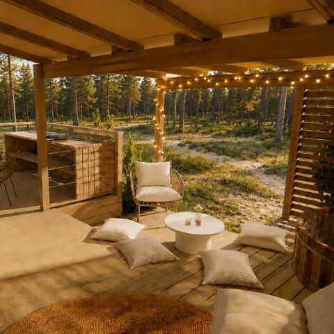 Stacaravan 4 personen - Cocoon - 2 slaapkamers - 2 badkamers - PREMIUM+ -33 m²- spa - Airconditioning - Tv - Wasmachine - Plancha - Overdekt terras - Reispakket