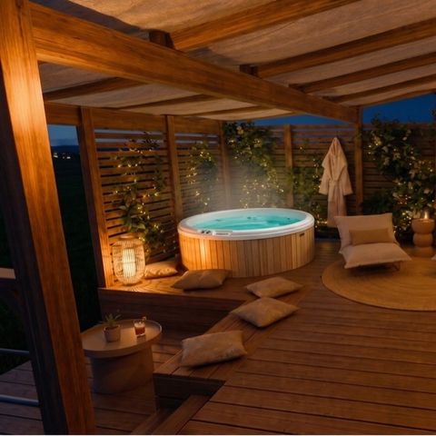 Stacaravan 6 personen - Cocoon - 3 slaapkamers - 2 badkamers - PREMIUM+ - 40 m² - Spa - Airco - Tv - Wasmachine - Plancha - Overdekt terras - Reispakket