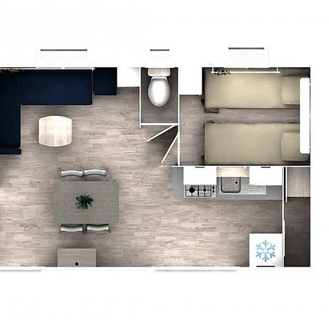 Stacaravan 5 personen - COMFORT - 2 slaapkamers met airconditioning + TV