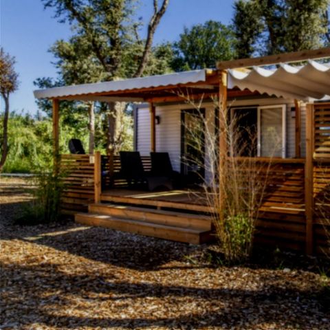 Stacaravan 5 personen - PREMIUM - 2 slaapkamers met airconditioning +TV+Gaskookplaat + 2 badkamers