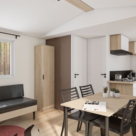 Stacaravan 5 personen - COMFORT - 2 slaapkamers met airconditioning + TV - 2025