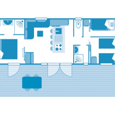 Stacaravan 6 personen - Cottage 6p 3ch Premium
