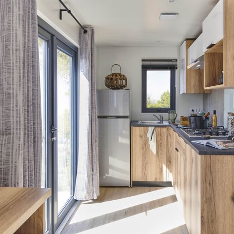 Stacaravan 4 personen - Stacaravan Lodge 77 Confort plus 2 kamers - 30 m² + halfoverdekt terras