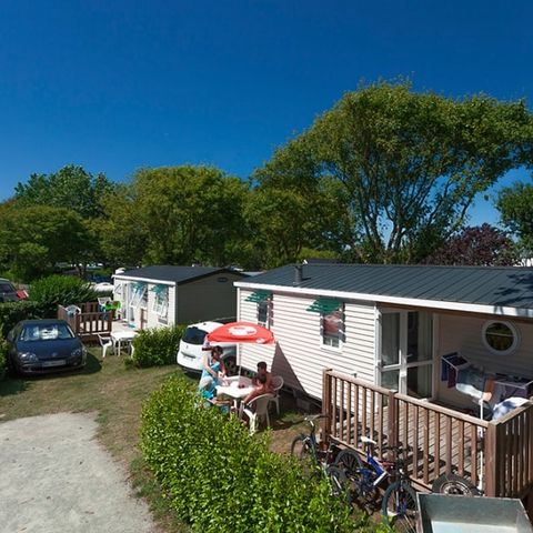 Stacaravan 4 personen - 2 slaapkamers + half overdekt terras 7,80 x 3,70 m