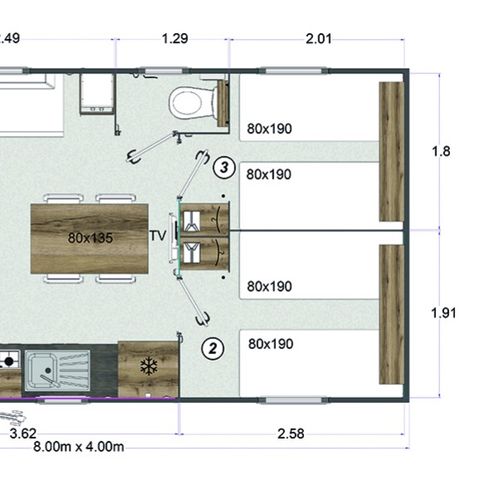 Stacaravan 6 personen - Grand Confort