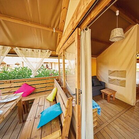Safaritent 5 personen - Lodge | 2 slaapkamers | 4/5 pers. | Verhoogd terras | TV