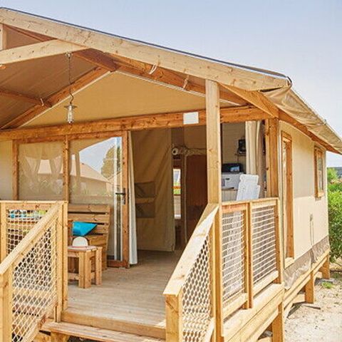 Safaritent 5 personen - Lodge | 2 slaapkamers | 4/5 pers. | Verhoogd terras | TV