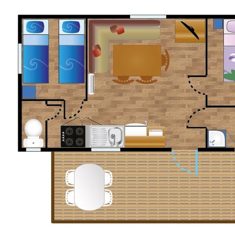 Stacaravan 4 personen - Stacaravan IBARDIN *** 4 slaapplaatsen
