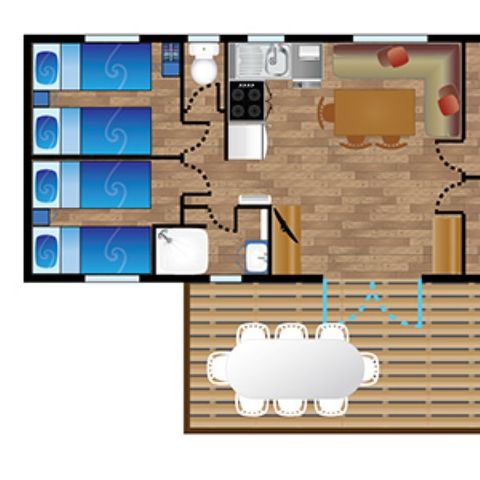 Stacaravan 8 personen - Mobile-Home LARRUN**** 8 slaapplaatsen