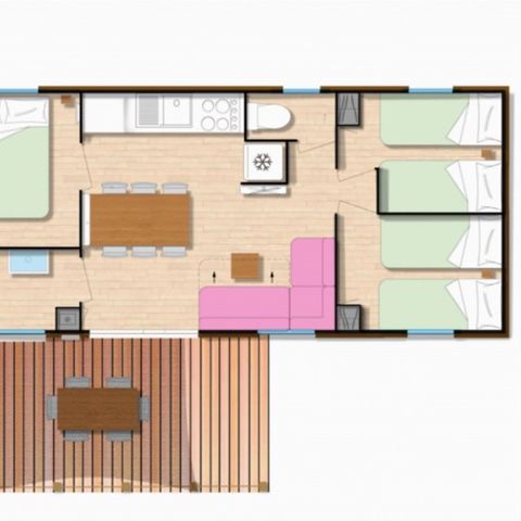 Stacaravan 6 personen - Stacaravan SARIMENDI**** 6 slaapplaatsen