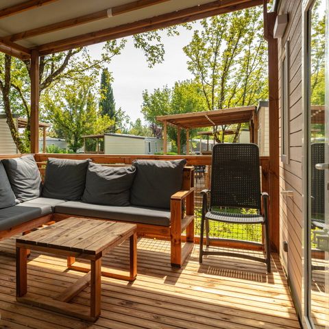 Stacaravan 6 personen - Stacaravan | Premium | 3 slaapkamers | 6 pers | Overdekt terras | 1 badkamer | Airconditioning | TV