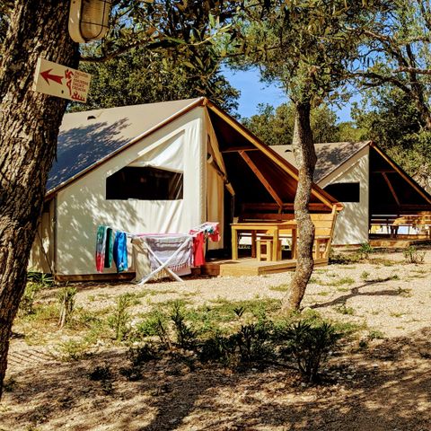 Glampingtent 4 personen - 2 kamers - geen sanitair
