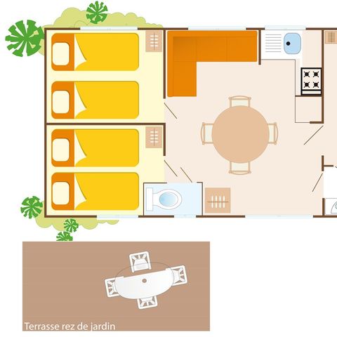 Stacaravan 6 personen - Klassiek | 3 slaapkamers | 6 pers. | Enig terras