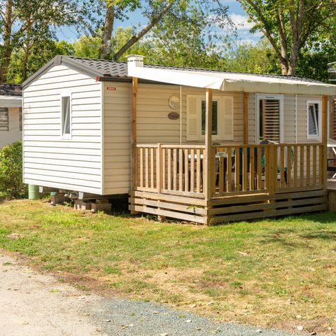 Stacaravan 4 personen - Mobile-home | Comfort | 2 slaapkamers | 4 pers | Verhoogd terras | 2 badkamers | Airconditioning | TV