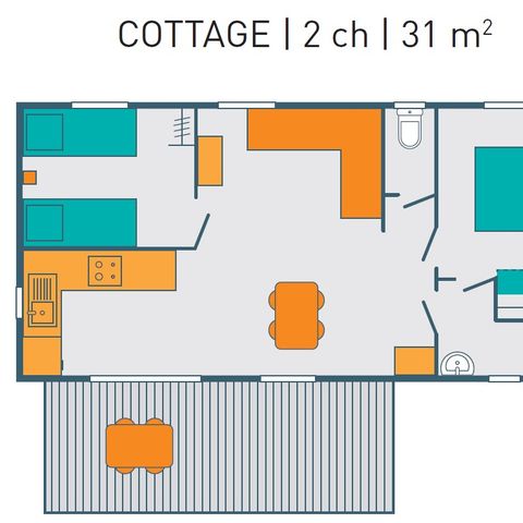 Stacaravan 6 personen - COTTAGE PREMIUM - Les Genêts | 4-6 pers.