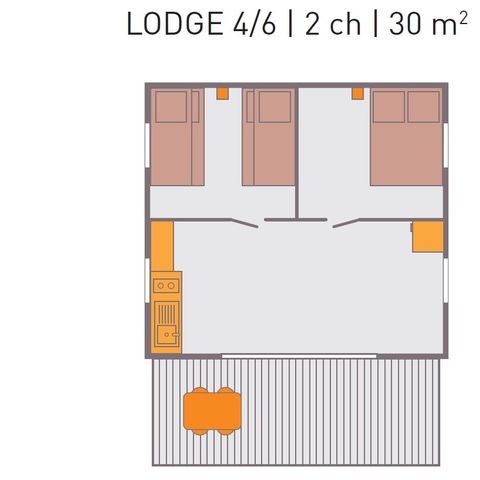 Safaritent 6 personen - TENTE LODGE Victoria 6 pers. 2 sl.k.