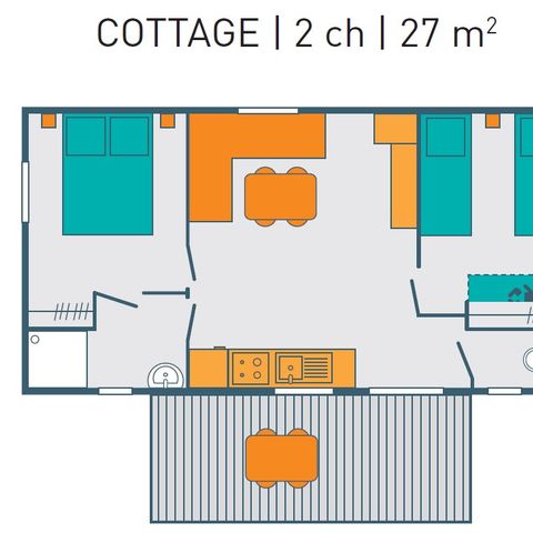 Stacaravan 4 personen - COTTAGE PREMIUM - Les Genêts | 4 pers.