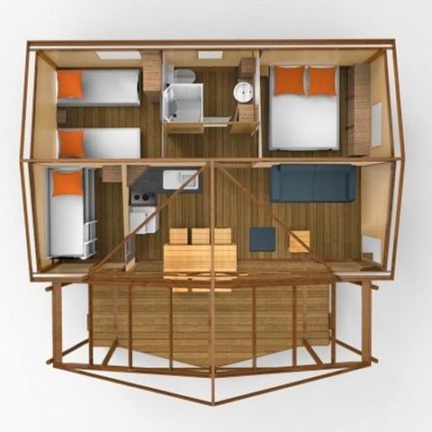 LODGE 8 personen - Lodge COTTON 32m2 6/8 P (3 slaapkamers)