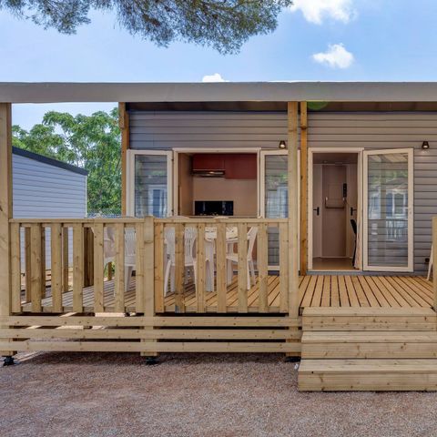 Stacaravan 6 personen - Mobile-home | Comfort | 2 slaapkamers | 4/6 pers. | Verhoogd terras | Airconditioning | TV