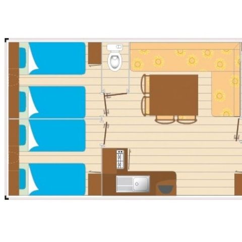 Stacaravan 6 personen - 3 slaapkamers - 6 personen